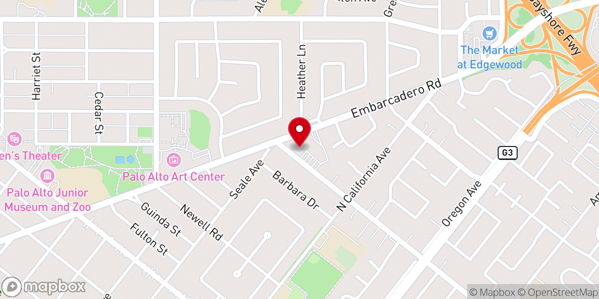 Map showing location of First Congregational Church of Palo Alto