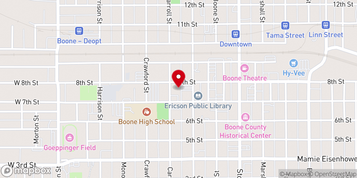 Map showing location of First Baptist Church