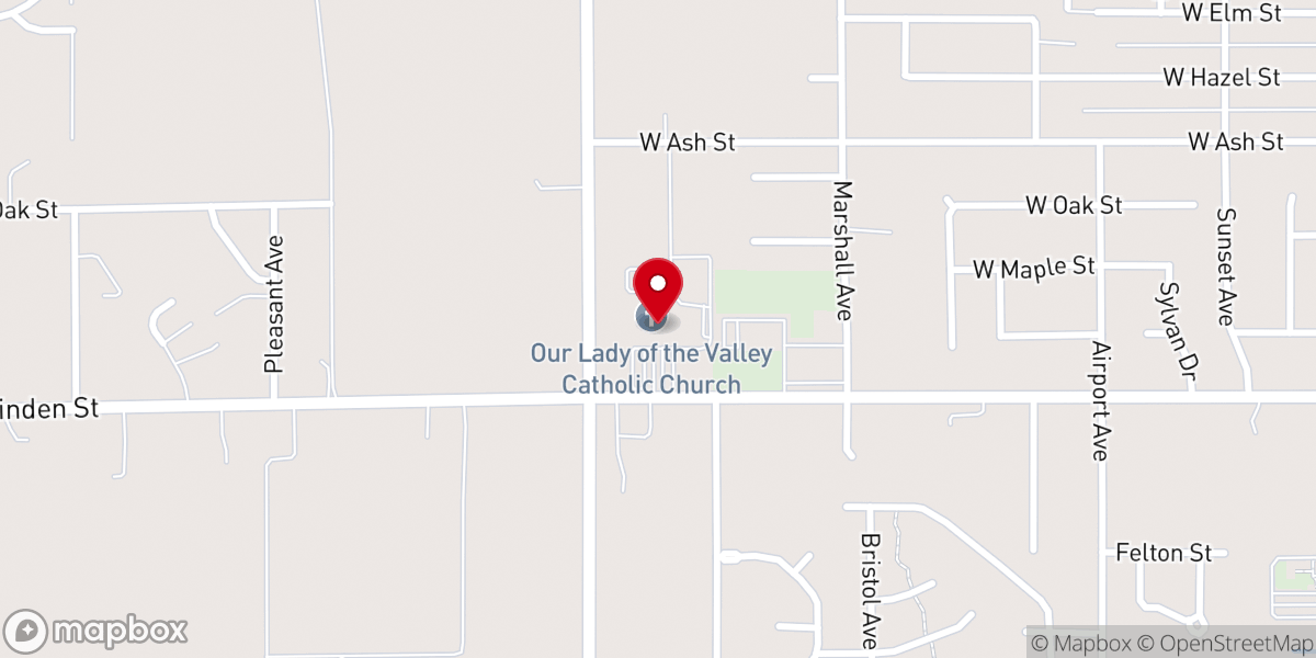 Map showing location of Our Lady of the Valley Catholic Church