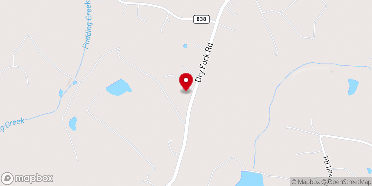 Map showing location of Dry Fork Holiness church
