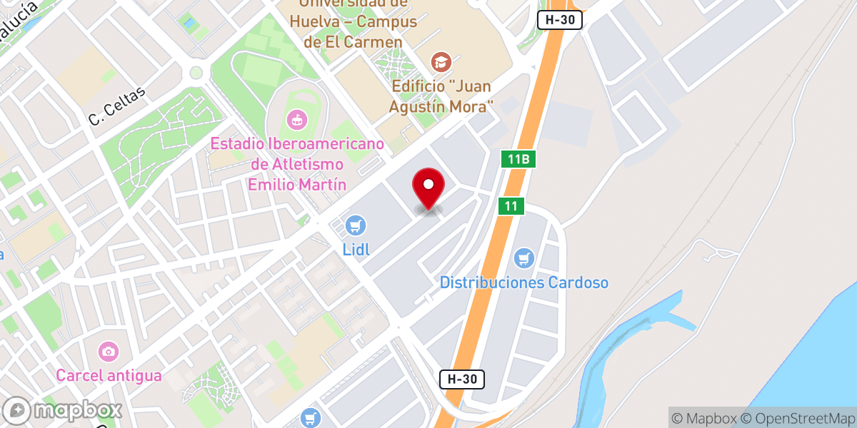 Map showing location of IPUE Huelva - Iglesia Pentecostal Unida en Europa