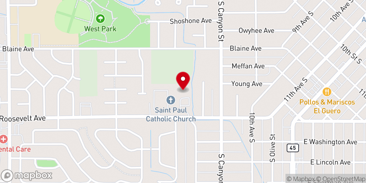 Map showing location of Marist Hall at St. Paul's Catholic Church