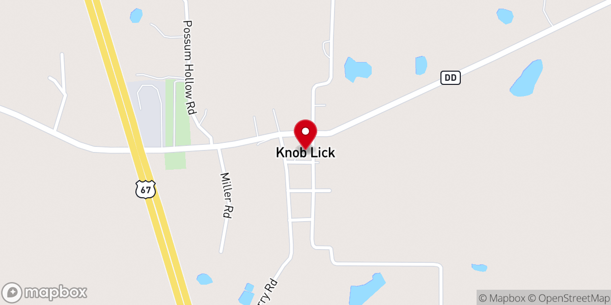 Map showing location of Knob Lick