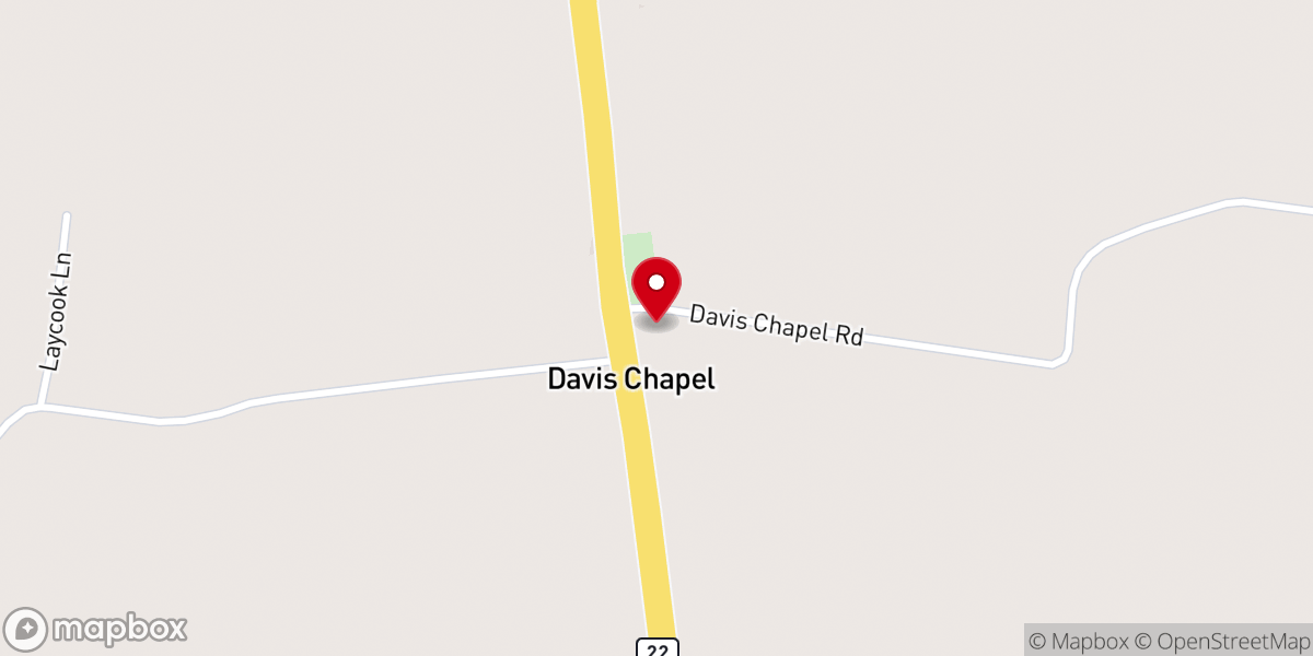Map showing location of Davis Chapel U.M. Church