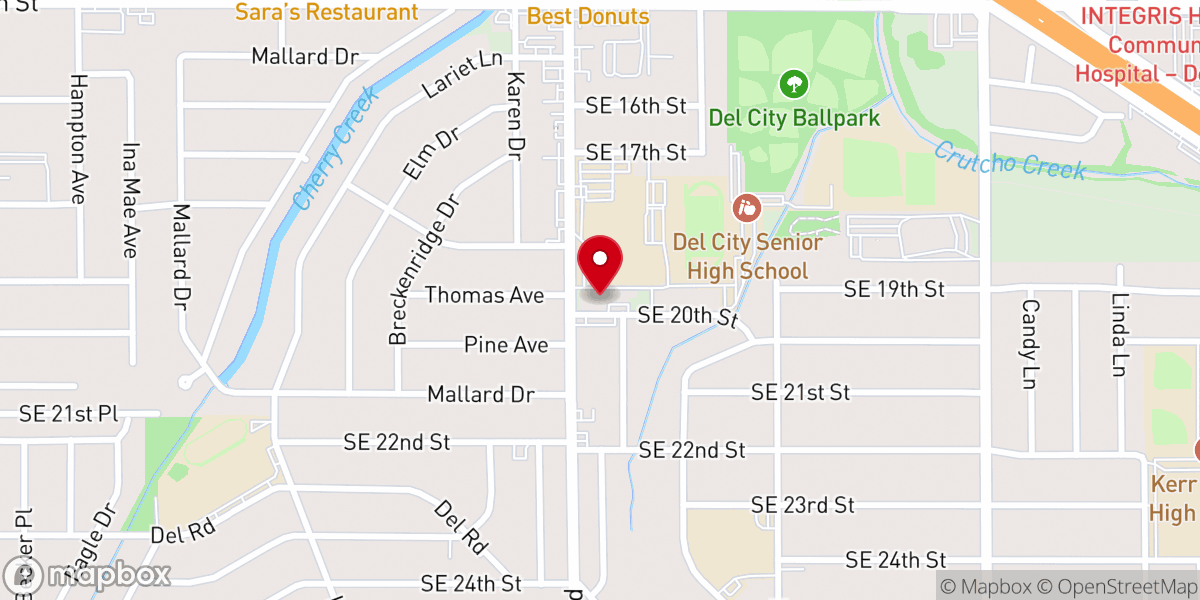 Map showing location of Sunnylane United Methodist Church