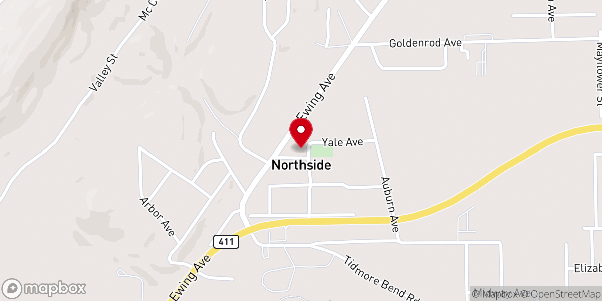 Map showing location of North Gadsden First Congregational Methodist Church