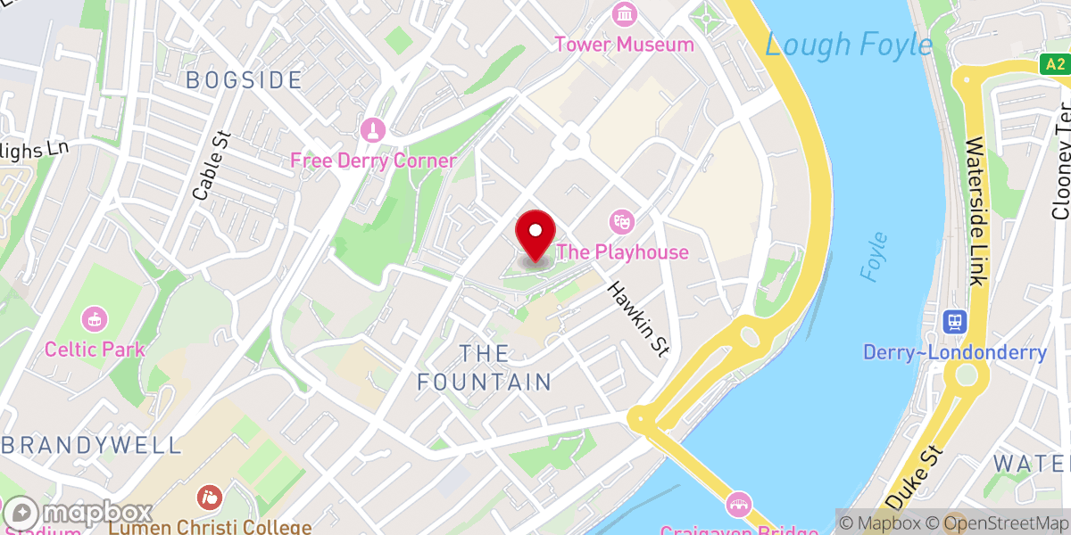 Map showing location of St Columb's Cathedral