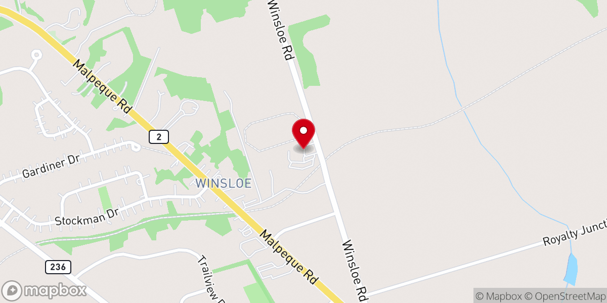 Map showing location of Winsloe United Church