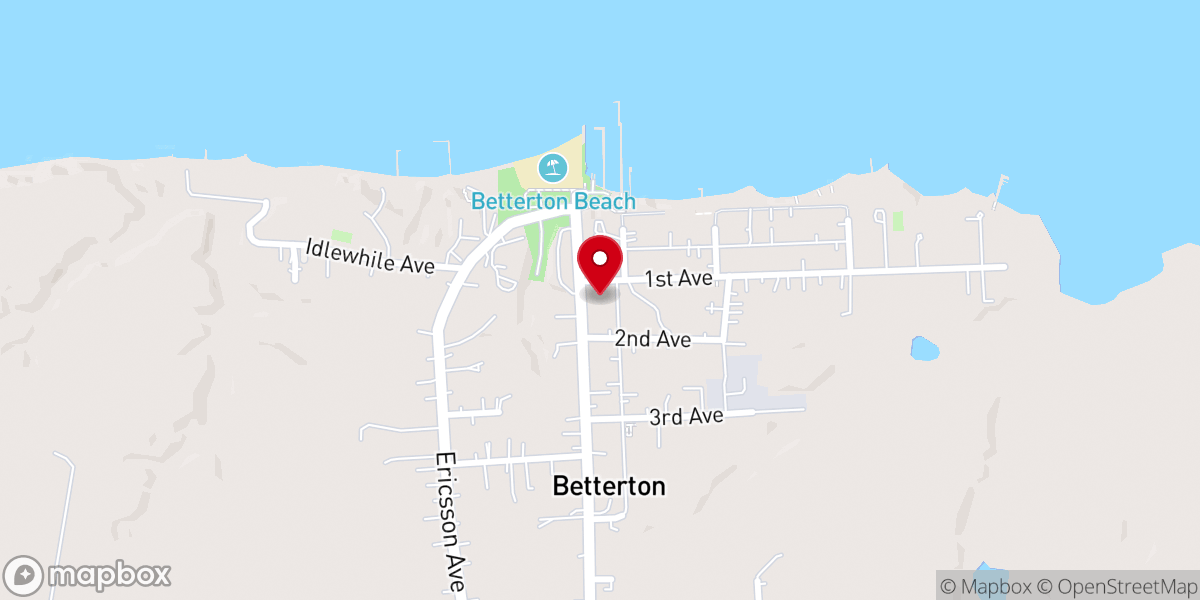 Map showing location of Betterton Town Hall