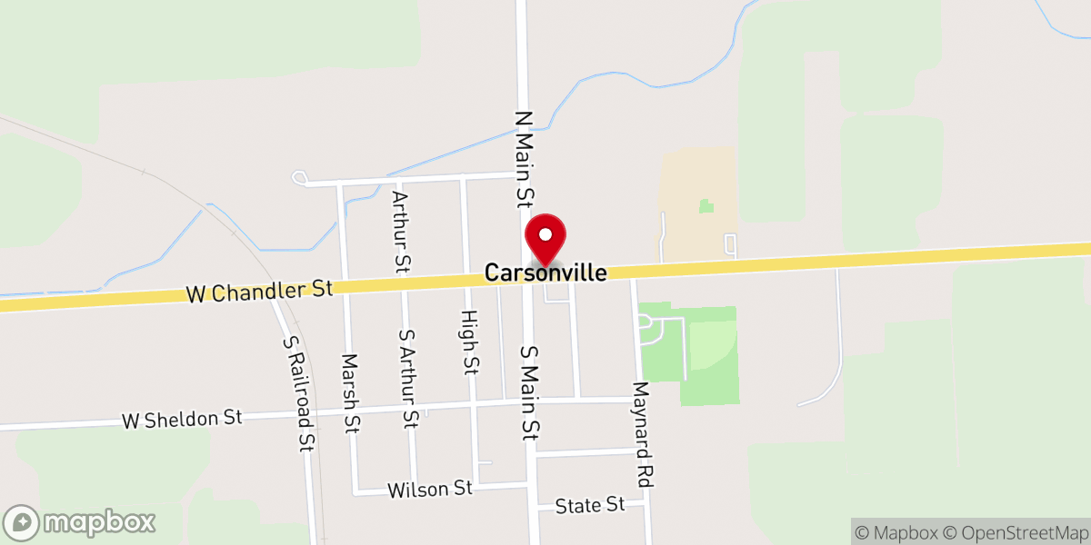 Map showing location of Carsonville