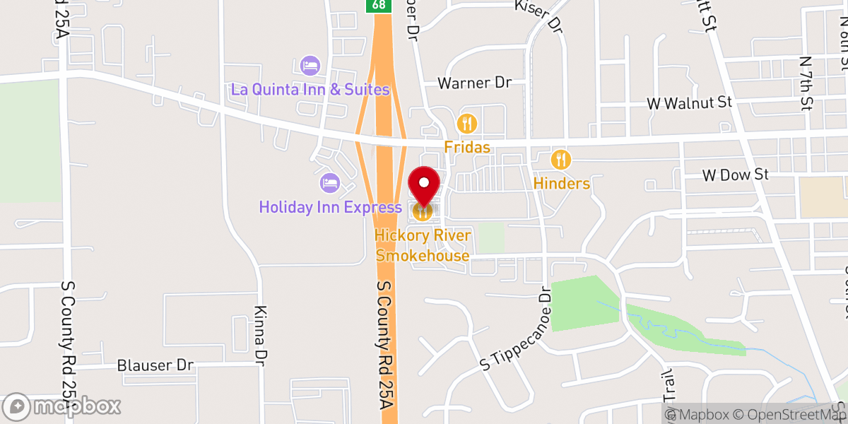 Map showing location of Hickory River Smokehouse