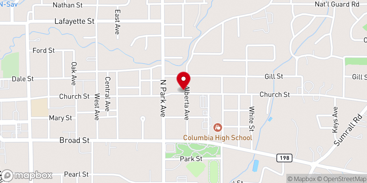 Map showing location of Columbia Market