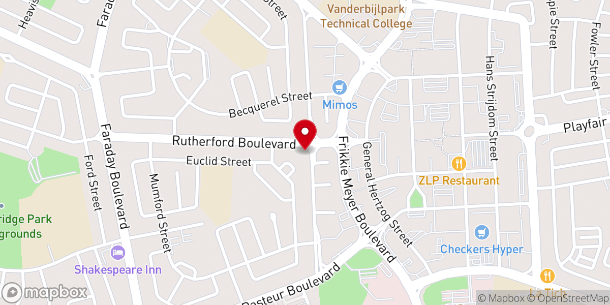 Map showing location of All Saints Anglican Church, Vanderbijlpark