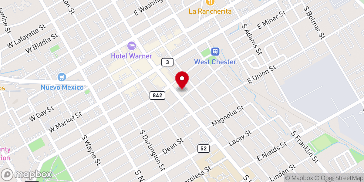 Map showing location of United Methodist Church of West Chester