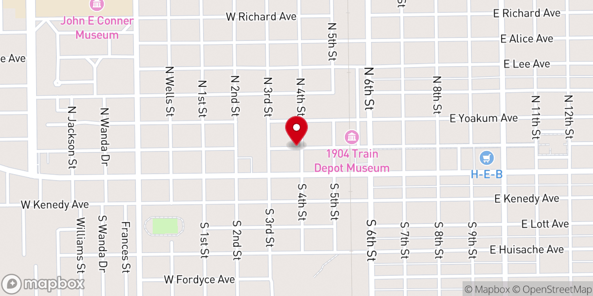 Map showing location of First Presbyterian Church