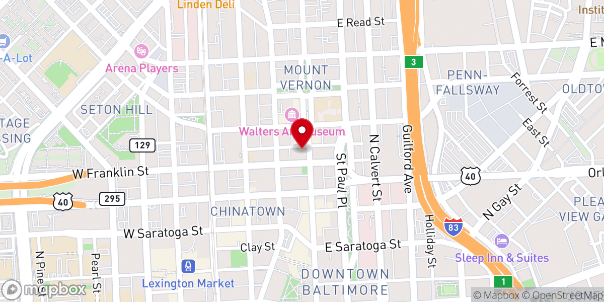 Map showing location of First Unitarian Church Baltimore