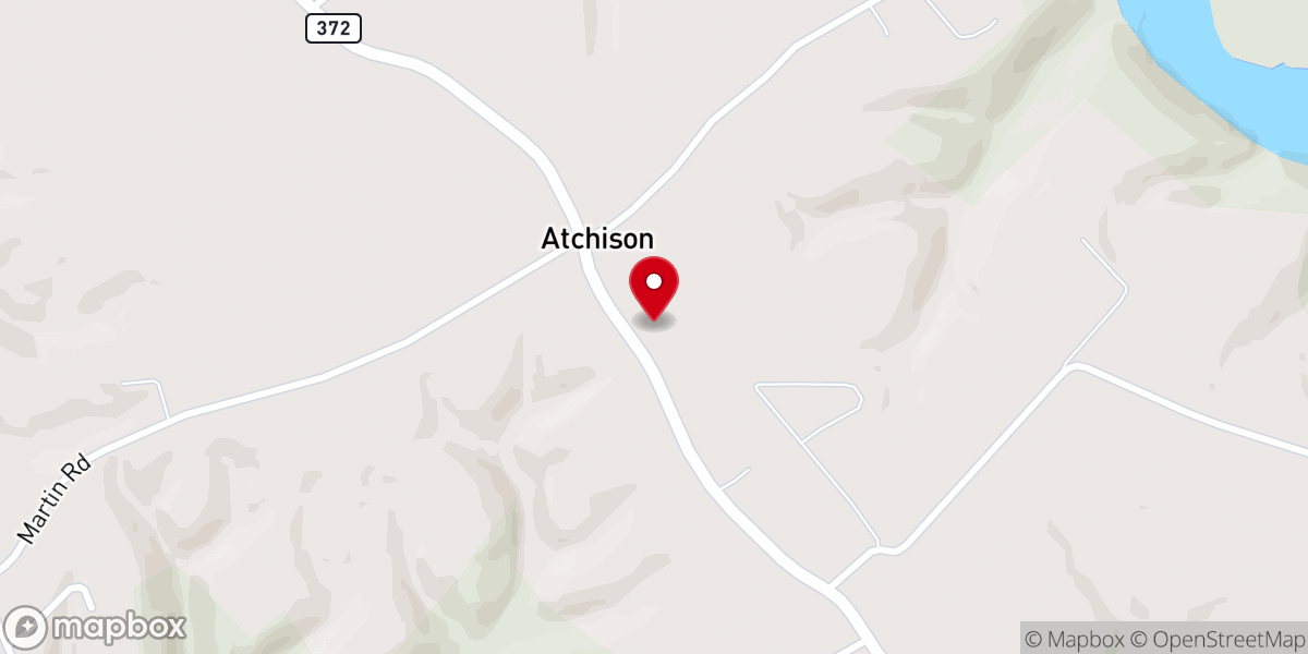 Map showing location of Robinson Creek Baptist Church