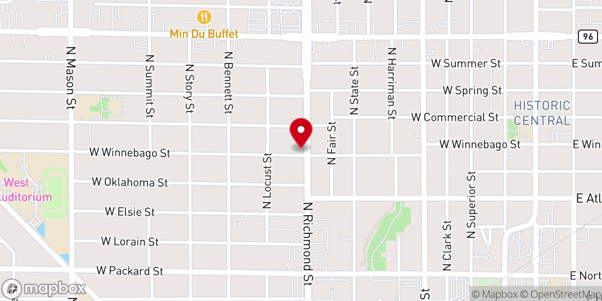 Map showing location of Victory Baptist Church