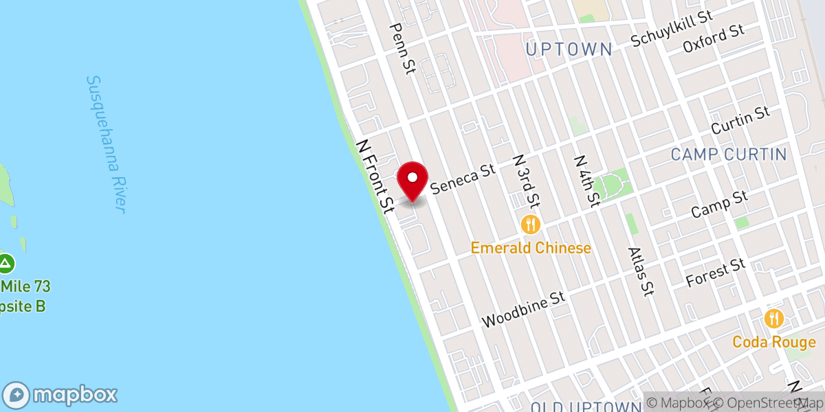 Map showing location of Temple Ohev Sholom