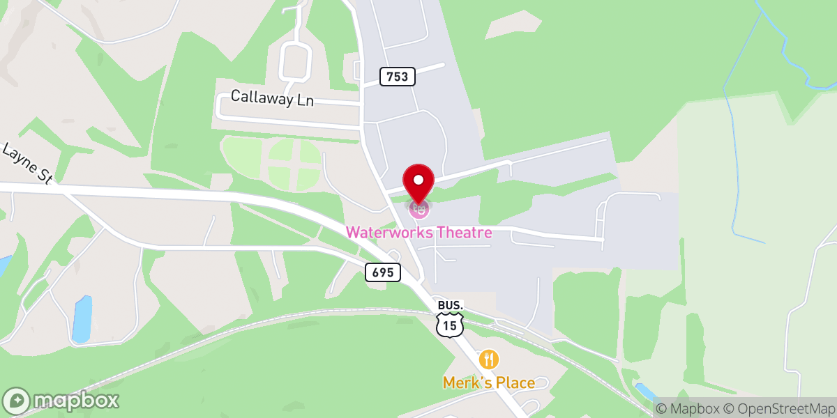 Map showing location of Waterworks Players Theatre