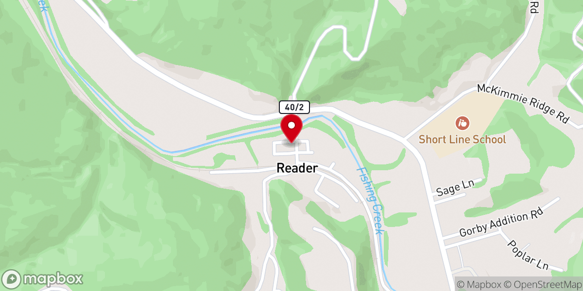 Map showing location of Reader Church of Christ
