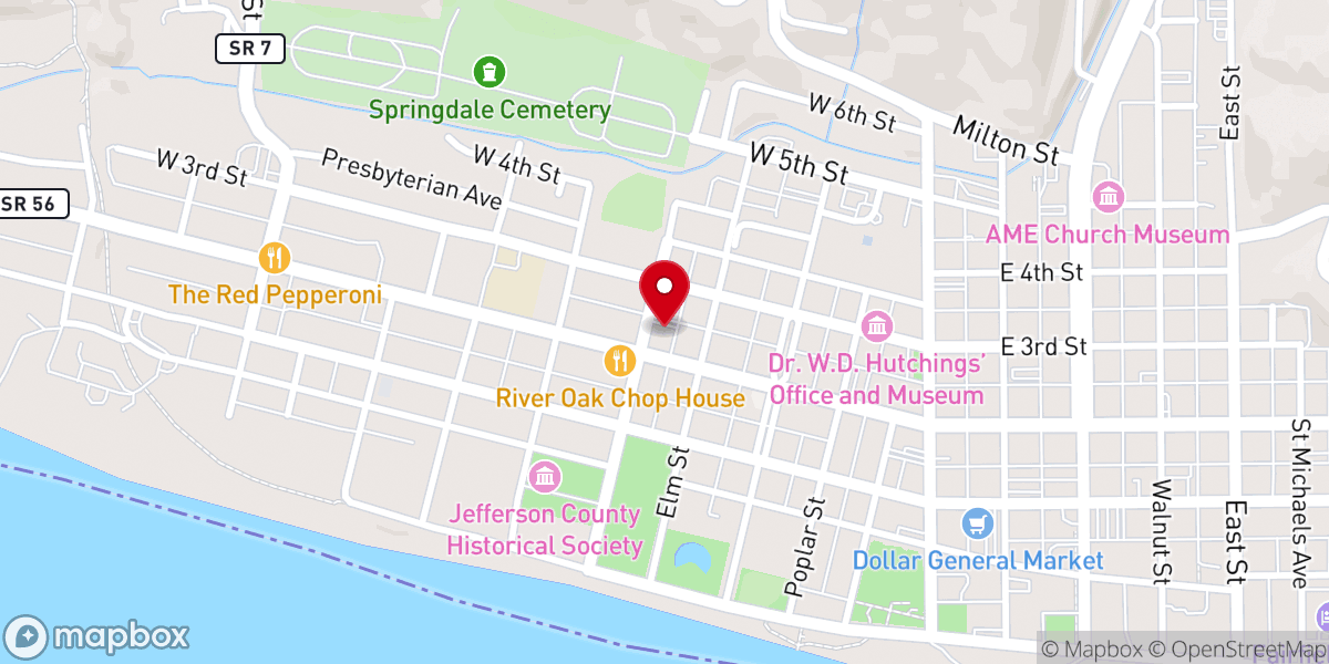 Map showing location of First Christian Church (Disciples of Christ)