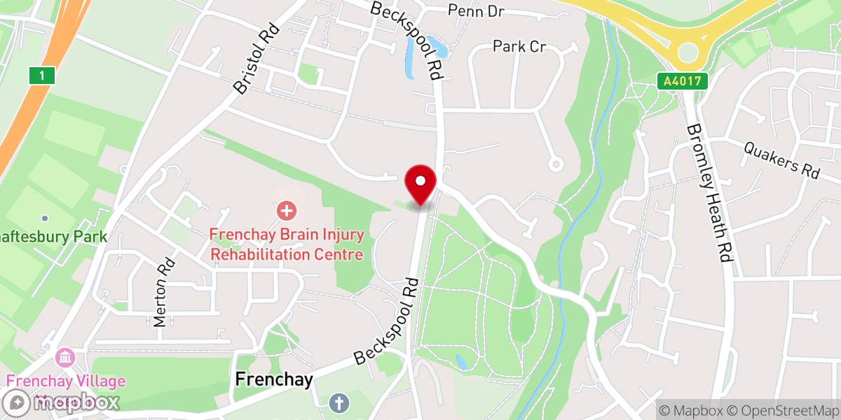 Map showing location of Quaker Meeting House (Frenchay)