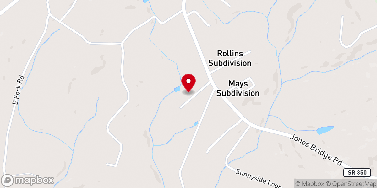 Map showing location of Sunnyside Baptist Church