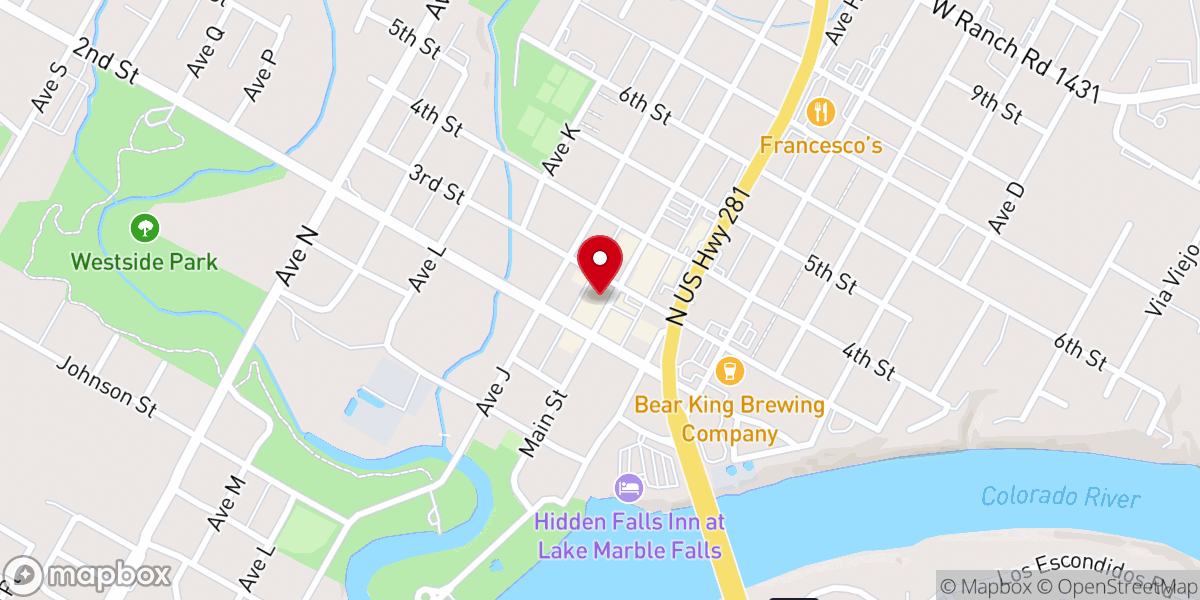 Map showing location of Marble Falls Flower & Gift Shop