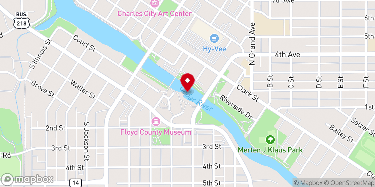 Map showing location of Charles City Whitewater