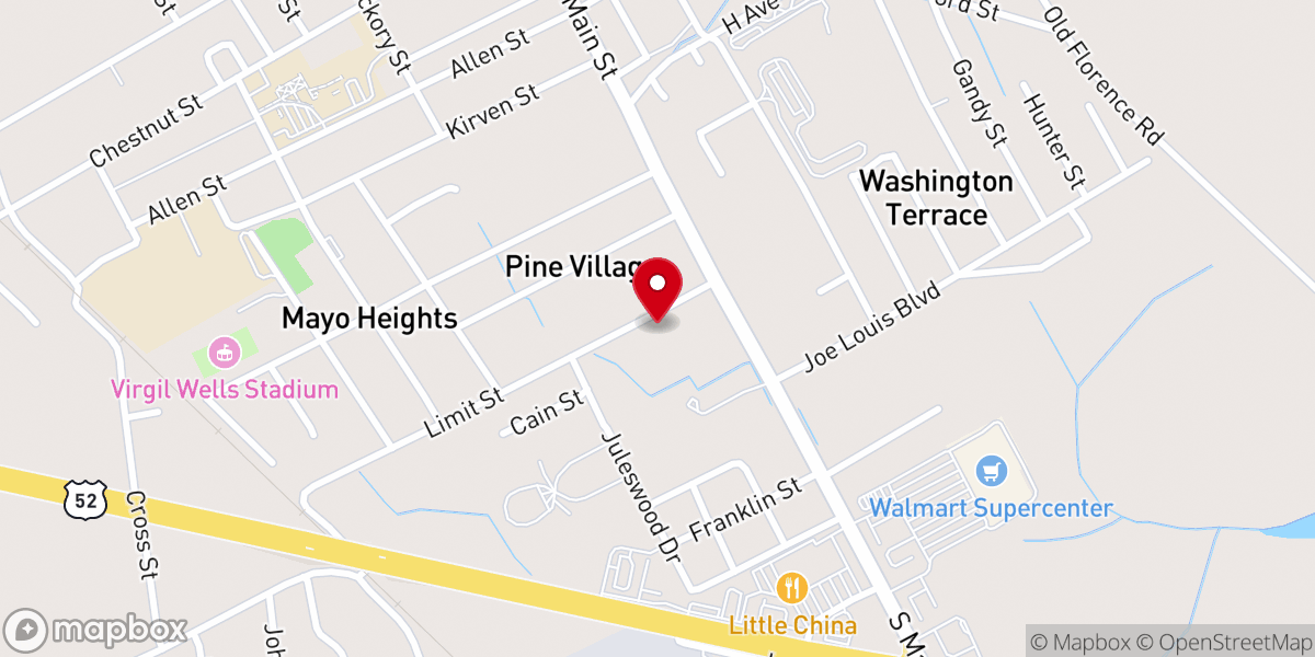Map showing location of Tabernacle Holiness Church