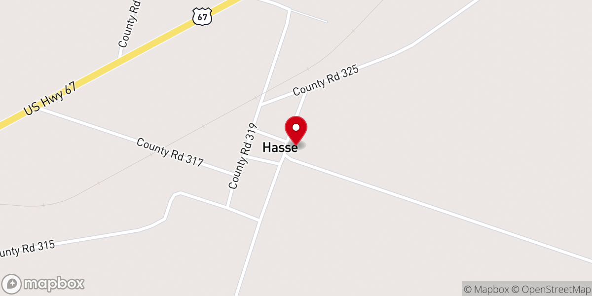 Map showing location of Hasse Baptist Church