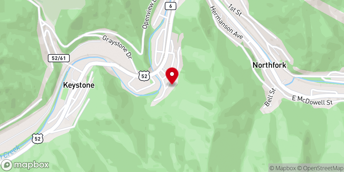 Map showing location of Keystone Baptist Church