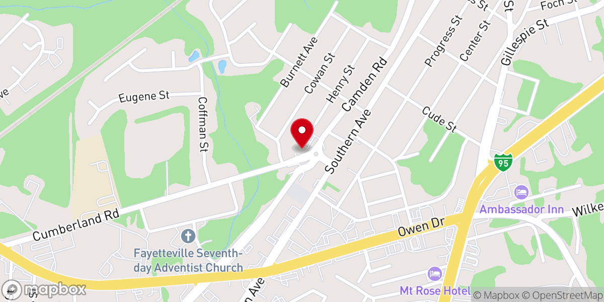 Map showing location of Carroll Memorial Baptist Church