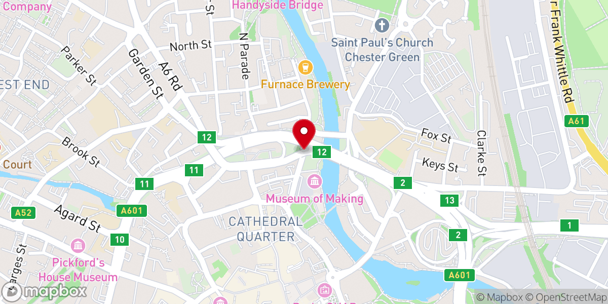 Map showing location of The Chapel of St Mary on the Bridge Derby