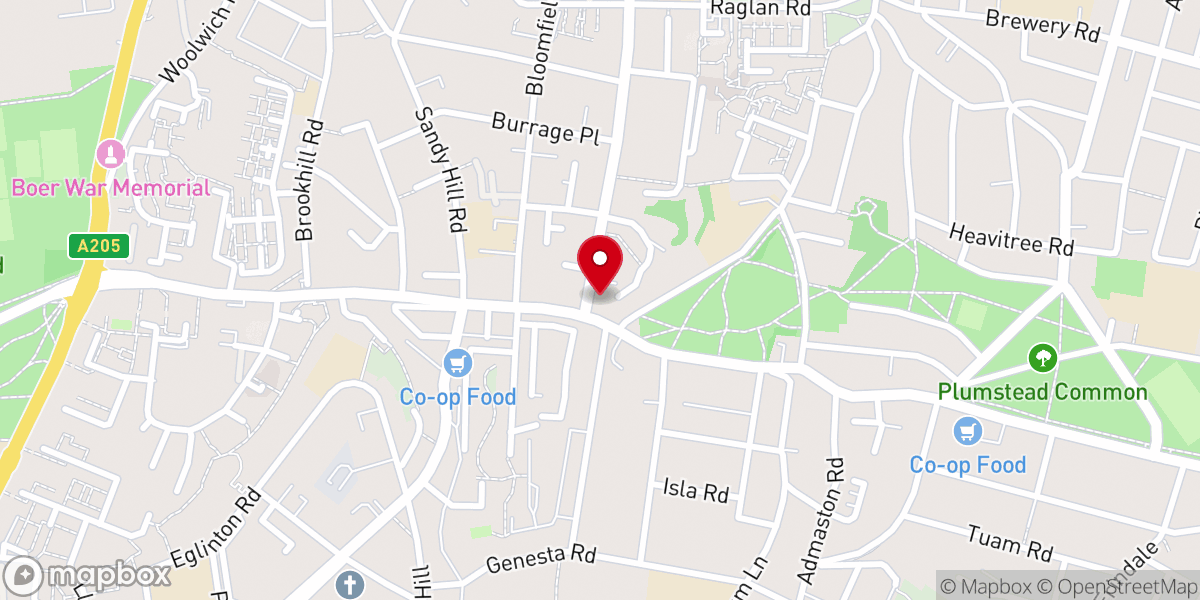 Map showing location of Trinity Methodist Church, Plumstead
