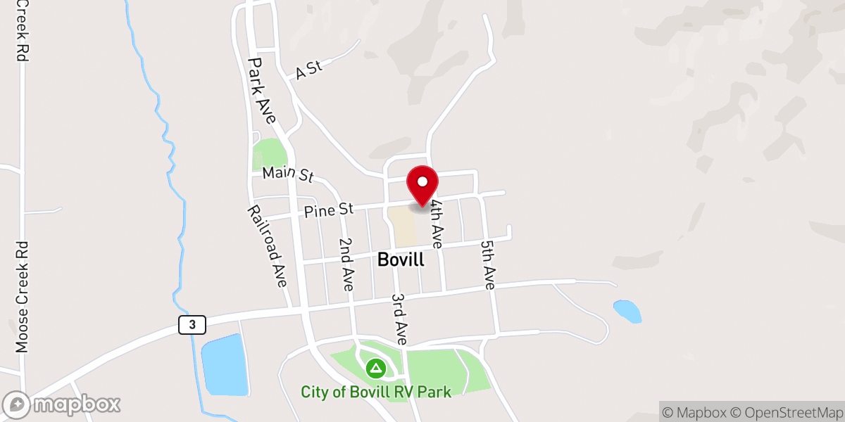 Map showing location of Bovill Community Presbyterian Church