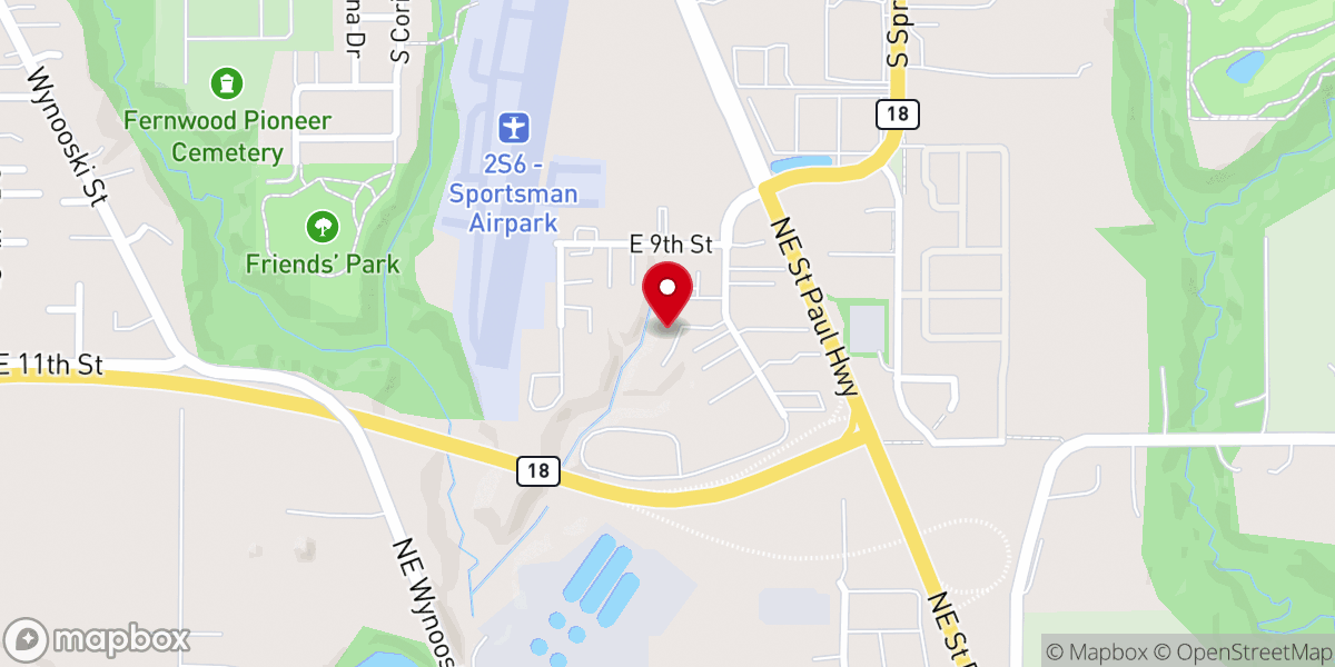 Map showing location of Chehalem Valley Church