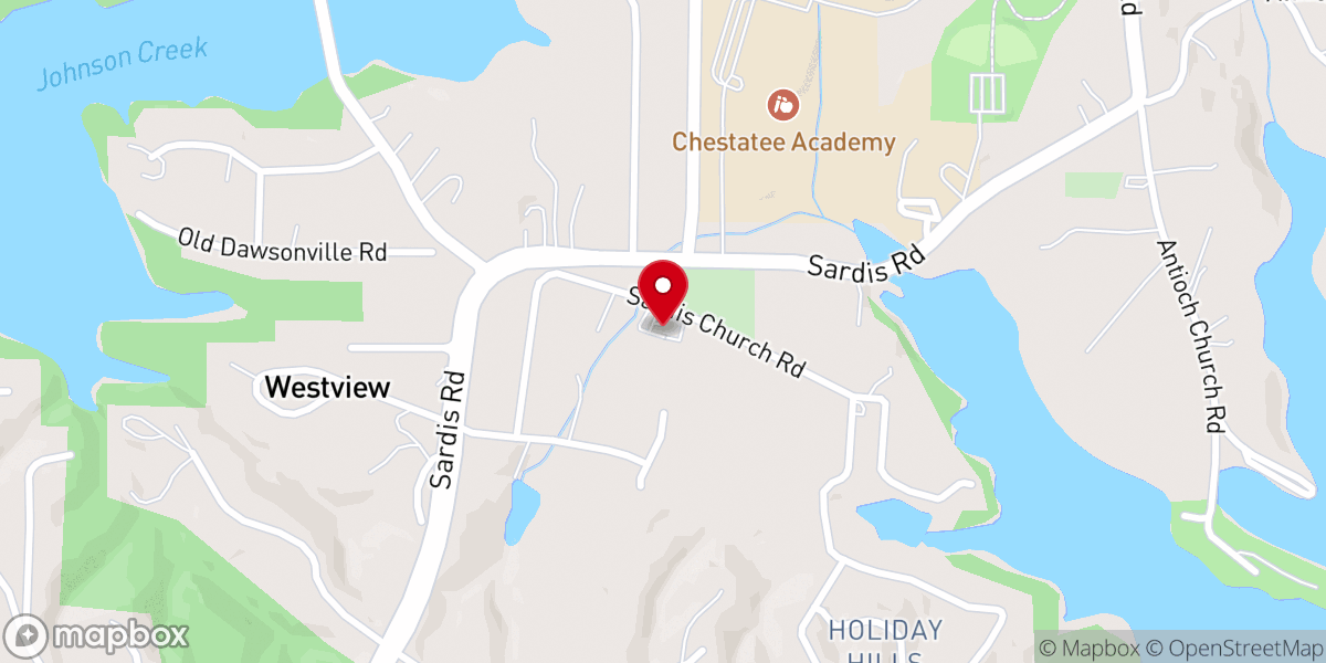 Map showing location of Sardis Baptist Church