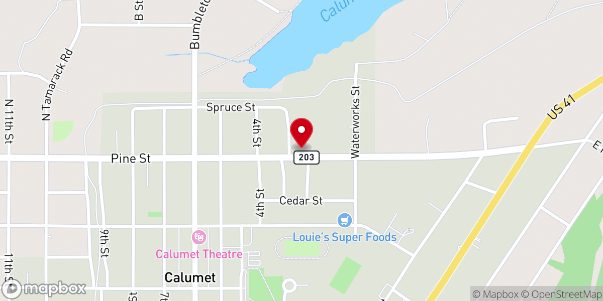 Map showing location of Keweenaw Baptist Church
