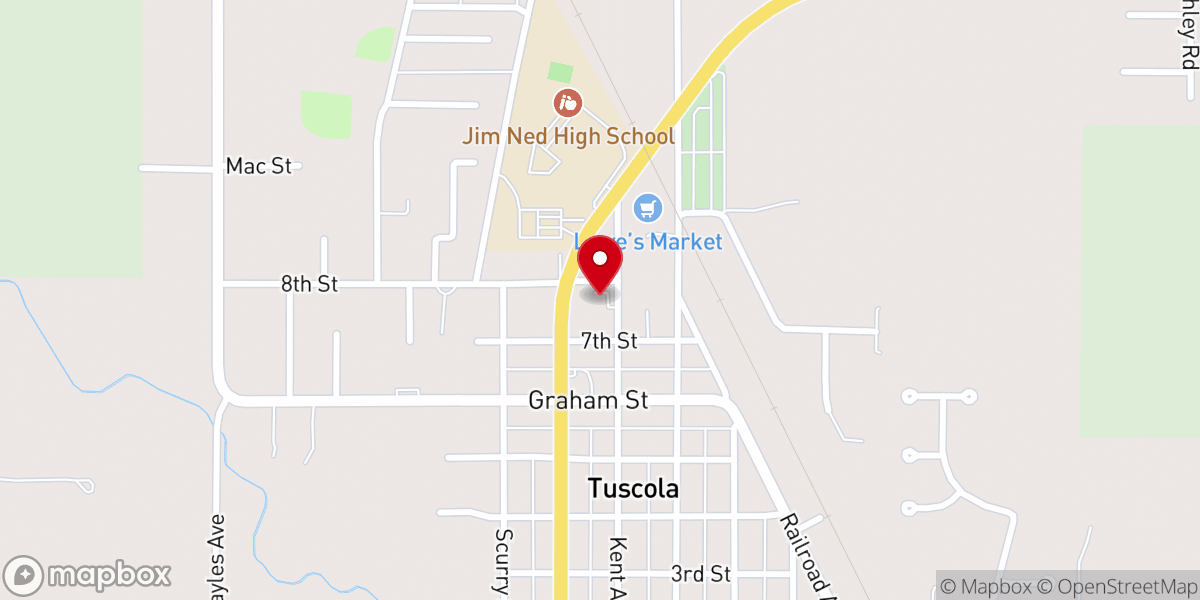 Map showing location of First Baptist Church, Tuscola