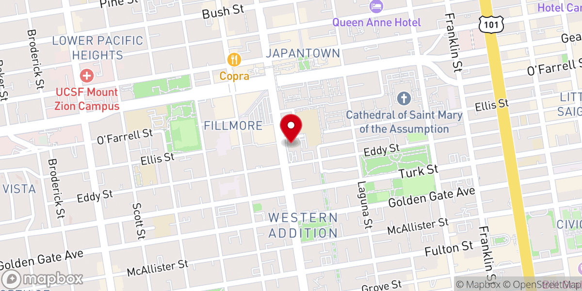 Map showing location of Glad Tidings San Francisco Assemblies of God
