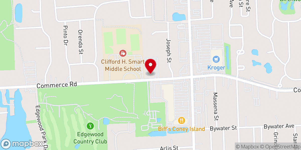 Map showing location of Union Lake Baptist Church
