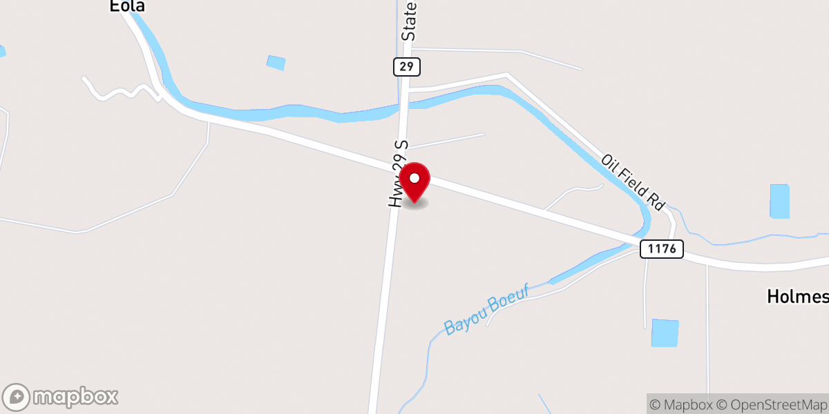 Map showing location of Eola Baptist Church