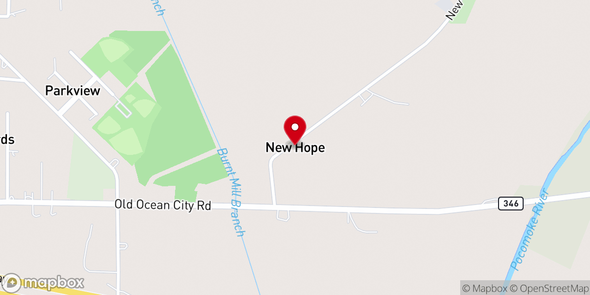 Map showing location of New Hope