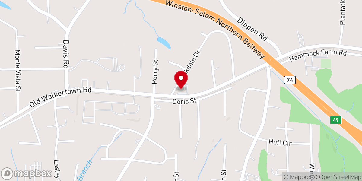 Map showing location of Northwoods Baptist Church