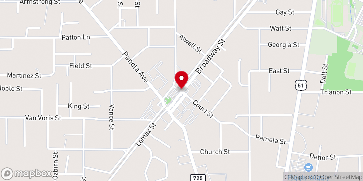 Map showing location of Batesville Main Street