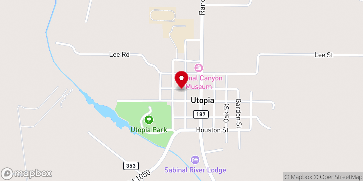 Map showing location of Utopia Food Pantry