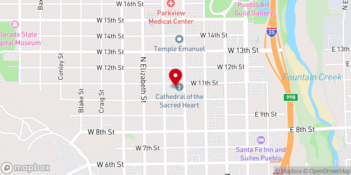 Map showing location of Cathedral of the Sacred Heart