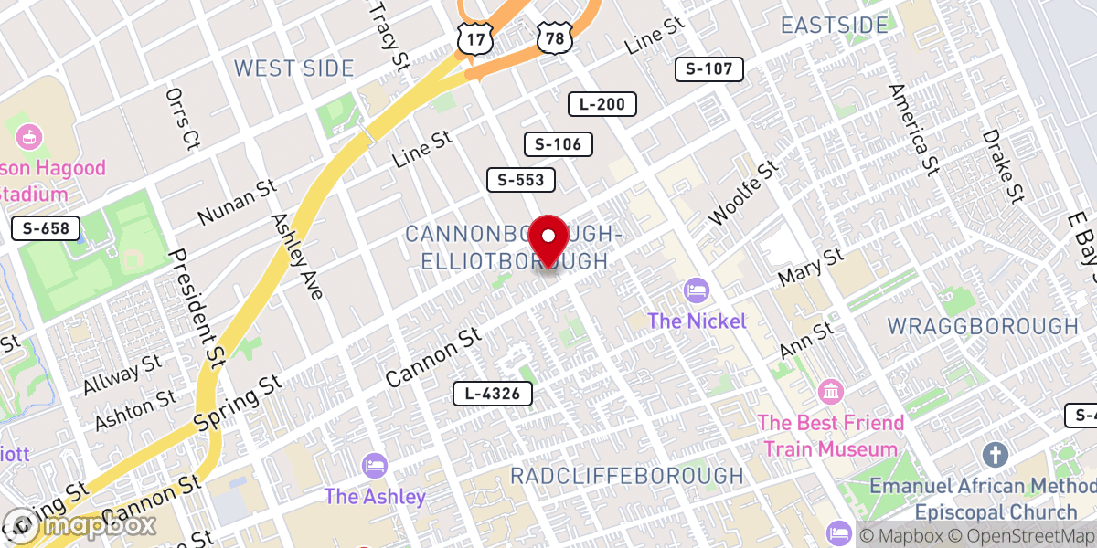 Map showing location of New Cannon Street Baptist Church